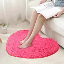 AuroraX Bathroom Rug Mat Decorative Hot Pink Soft Non-Slip Backing Bath Rug 15x19 Inch Minimalist Machine Washable Heart Shaped