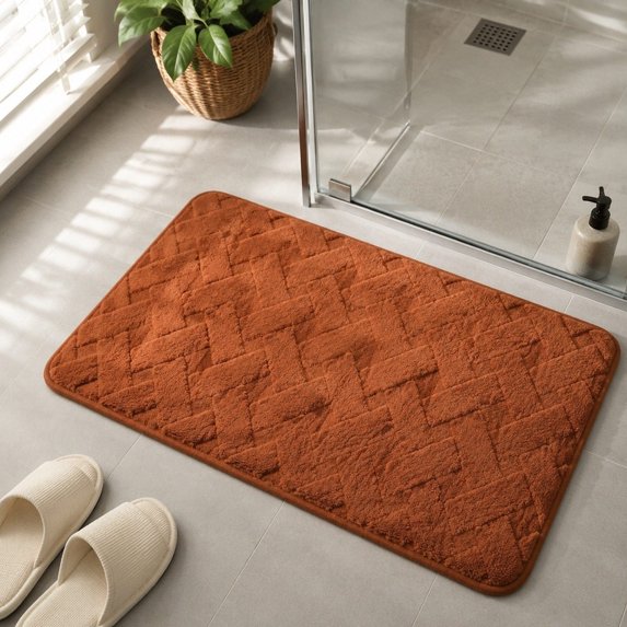 AuroraX Bathroom Rug Non Slip Backing Absorbent Quick Dry Washable Orange Large Bath Rugs for Bathroom Floor Bath Mat for Tub