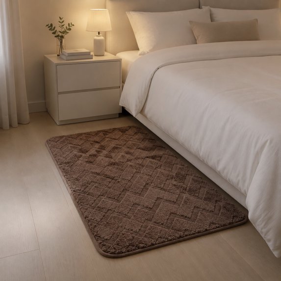 AuroraX Bathroom Rug Non Slip Backing Washable Large Brown Quick Dry Absorbent Bath Rugs for Bathroom Floor Bath Mat for Tub