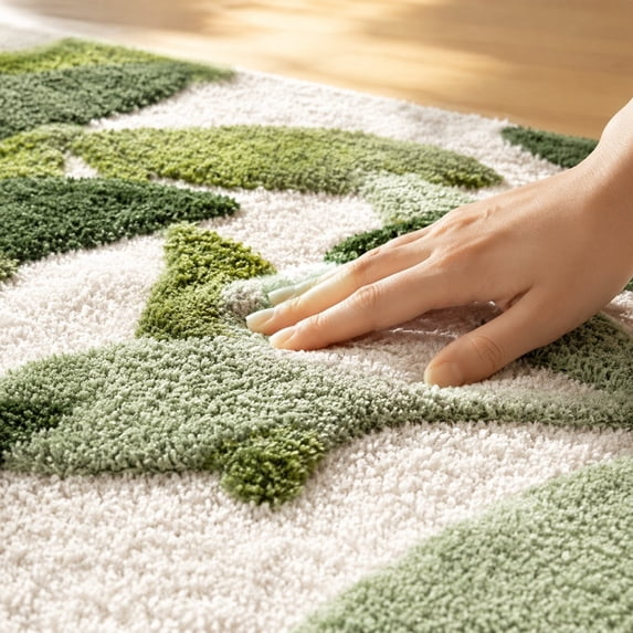 AuroraX Bathroom Rug Non Slip Washable Green Quick Dry Absorbent Bath Rugs for Bathroom Floor Home Entrance Rug Indoor