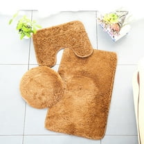 AuroraX Bathroom Rug Set Of 3 Soft Orange Absorbent Non-Slip Backing Bath Mat and Toilet Rug with Seat Cushion Art Deco