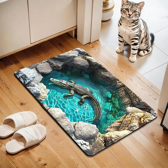 AuroraX Bathroom Rugs 16" x 24" Small Fun Soft Non Slip Absorbent Bath Mat Washable Quick Dry 3d Visual Effect Boho Bath Rug for Entryway Entrance Front Door