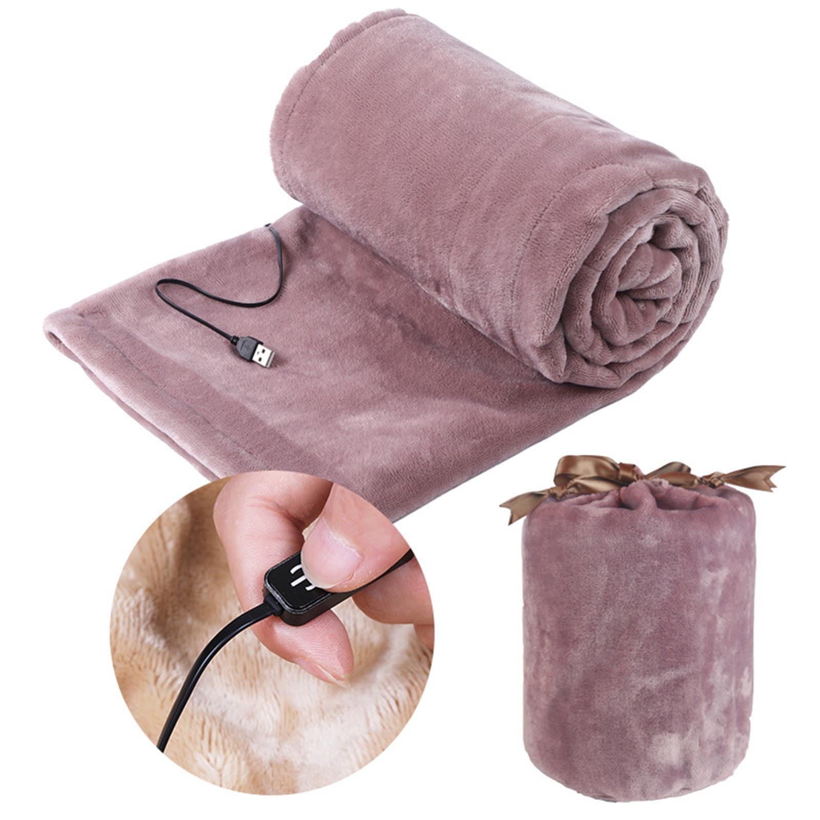AuroraX Battery Operated Electric Blanket Portable USB Heated Blanket,63"x33" Washable Cozy Blanket Throw for,Car Office Camping Gifts for Grandma Women