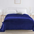 thumbnail image 1 of AuroraX Bed Blanket Twin/Twin-Xl Size Soft Solid Plush Flannel Throw Blankets Lightweight Warm Breathable Cozy Blankets for Home Dorm Couch All-Season,Blue, 1 of 6