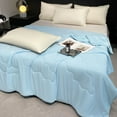 thumbnail image 1 of AuroraX Bed Blanket Twin/Twin-Xl Size Striped Soft Cooling Silky Microfiber Throw Blankets Cozy Breathable Lightweight Quilted Summer Quilt for Bedroom Dorm Couch,Sky Blue, 1 of 6