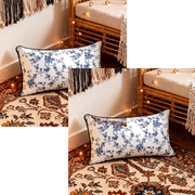 AuroraX Bed Pillows Queen Size Set of 2 Pack Cooling Blue White Decorative Bed Pillows Set for Side and Back Sleep Bedroom Ideas for Women Mothers Day Gifts