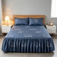 thumbnail image 1 of AuroraX Bed Sheet Set King with Bed Skirt Wrap Around Cooling Gray Wrinkle Free Bordered Patterned Flat Sheets King Size for Women, 1 of 9