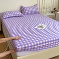 thumbnail image 1 of AuroraX Bed Sheets Queen Size Fitted Sheets,Checkered Sold Separately Purple Deep Pockets Double Bed Sheet for Summer, 1 of 6