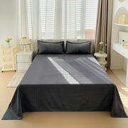 AuroraX Bed Sheets Sets of 3 Piece for Queen Bed Black Bedding Set,90x86 inch Flat Sheets,20"x30" 2 Pack Pillowcase for Son & Daughter