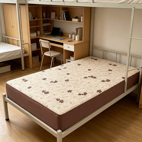 AuroraX Bed Sheets Twin Size Fitted Sheets,Sold Separately Brown Floral Patterned Deep Pockets Single Bed Sheet
