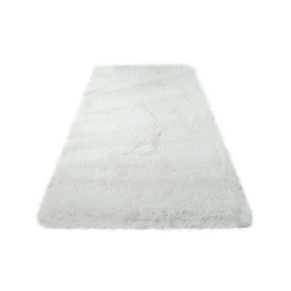 AuroraX Bedroom Area Rug Non-Slip Backing Super Soft Shaggy White Bath Rug 23x62 Inch Minimalist Solid Scandinavian