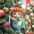 thumbnail image 1 of AuroraX Birthday Decorations Christmas Personalized Ornaments , Acrylic Cat-Cup Hanging Throws , Indoor Home Christmas Tree Decor, 1 of 8