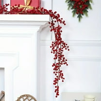 AuroraX Birthday Decorations Christmas Red Garland , 6.4 ft Artificial Berry Garland , Holiday Wedding Christmas Winter Decor