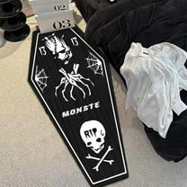AuroraX Black Bathroom Mat Rug Skeleton Spooky Non-Slip Backing Halloween Bath Rug Art Deco 15x39 Inch Absorbent Decorative Machine Washable