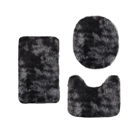 AuroraX Black Bathroom Rugs Sets 3 Piece with Toilet Rugs U Shaped,Short Plush Non Slip Backing Tie Dye Quick Drying Bath Rugs for Bathroom Floor 3 Piece Set Soft Bath Mats for Tub