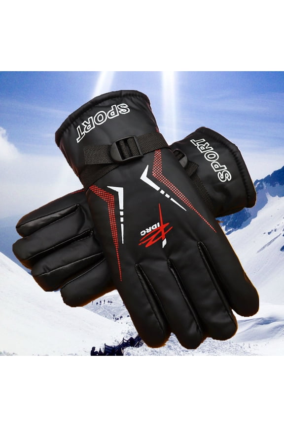 Black Winter Gloves Men Thick Ski and Snow Gloves with Thermal Fleece Lined Glove for Cycling Hiking Biking