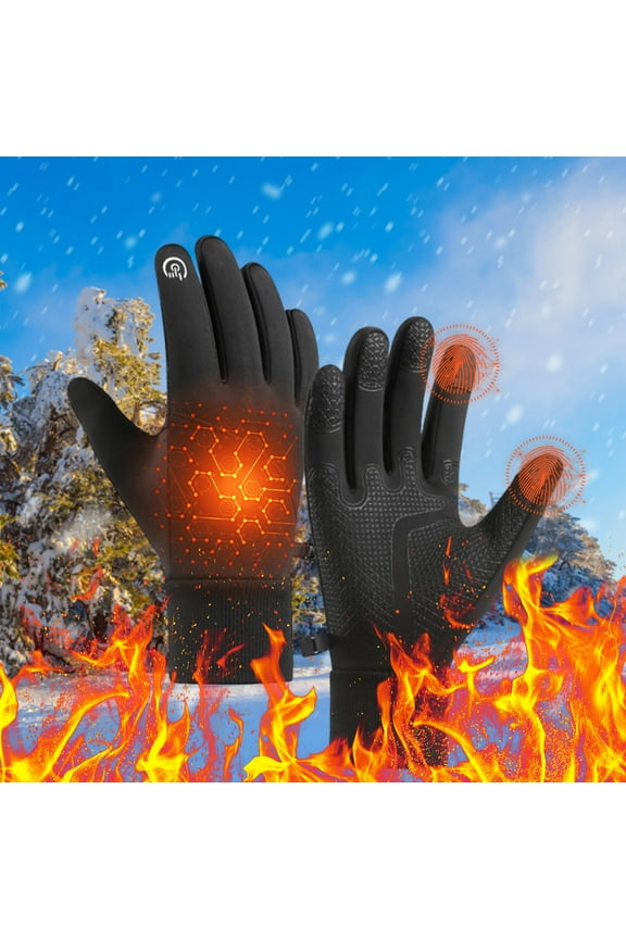 Black Winter Gloves Men Women Touchscreen Windproof Thermal Fleece Lined Thick Gloves Warm Non-Slip Gloves with Wrist for Outdoor Working & Typing