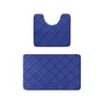 thumbnail image 1 of AuroraX Blue 2 Piece Bathroom Rug Set with Toilet Rugs U Shaped,Quick Drying 1 Large One Small Striped Non Slip Washable Bath Rugs for Bathroom Floor Set 2pcs Bathroom Mat, 1 of 6