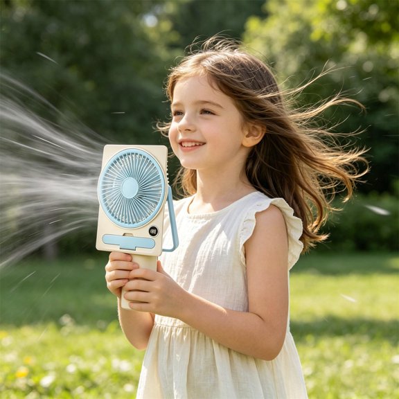 AuroraX Blue Desk Fans Personal Cooling Mini Handheld Fan Rechargeable Compact LCD Display Adjustable Speed Lightweight Fans for Wedding Guests