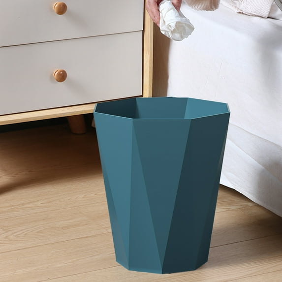 AuroraX Blue Wastebasket Small Stylish 1.9 Gallon Solid Trash Can Modern Plastic Garbage Bin for Dormitory Bedroom Office
