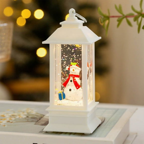 AuroraX Bohemian Christmas Decoration Plastic Small Cute Lantern Figurines Neutral Handheld Water-Filled Scene for Xmas Gifts Decor