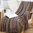 thumbnail image 1 of AuroraX Boho Tassel Knitted Throw Blanket for Couch Fuzzy Soft Red Lightweight Decorative Blanket for Office Nap 50"x70" Air Conditioning Throw, 1 of 6