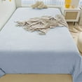 thumbnail image 1 of AuroraX Breathable Bed Sheets Soft Slip Resistant Cotton Queen Flat Sheets Blue Velvet Flannel Fleece Bedding, 1 of 5