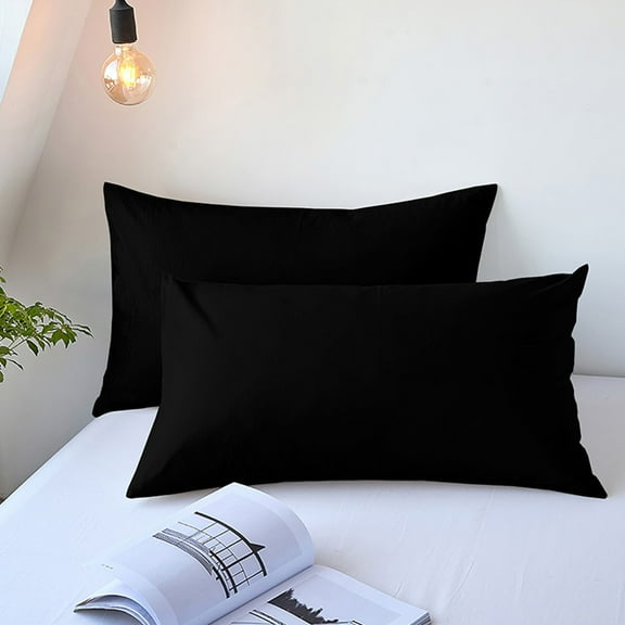 AuroraX Breathable Pillow Cases Set Of 2 Body Queen Black Cooling Technology Pillow Cases Smooth Velvet Zip Closure Moisture Wicking Ultra Soft Solid Improving Sleep