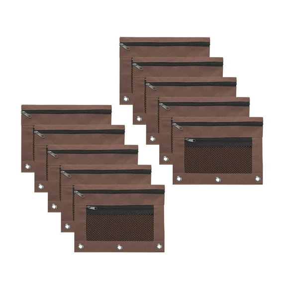 AuroraX Brown Pencil Pouch For 3 Ring Binder,10 Pack Pencil Case Clear,For Study