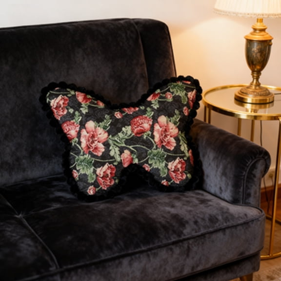 AuroraX Butterfly Shaped Throw Pillows for Couch,Soft Cute Decorative Black Throw Pillow,Home Farmhouse Couch Valentines Day Decoration Gifts for Women Mom