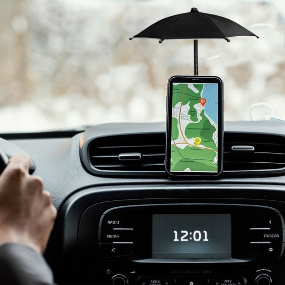 AuroraX Car Phone Mount Sunshade Car Windshield Sunshade UV Protection Foldable Anti-Glare Heat Shield Car Accessories Black