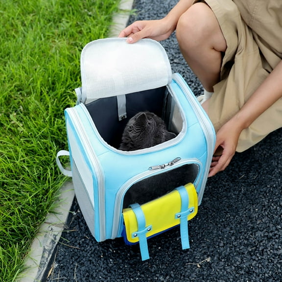 AuroraX Cat Carrier Backpack Bubble Backpack,Foldable Hiking Soft Sided Breathable Dog Carriers for Small Dogs Travel Backpack Travel Backpack Blue