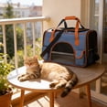 thumbnail image 1 of AuroraX Cat Carrier Cat Crate,Handheld Foldable Travel Small Pet Carrier for Small Medium Dog Cat Blue, 1 of 7