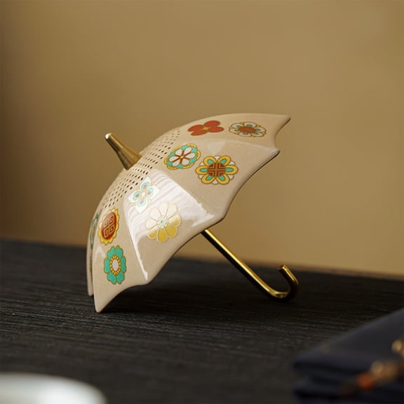 AuroraX Ceramic Umbrella Tea Strainer Kung Fu Tea Strainer Loose Tea Crafted Asian Fine Mesh Tea Table Decoration Accessories Yellow