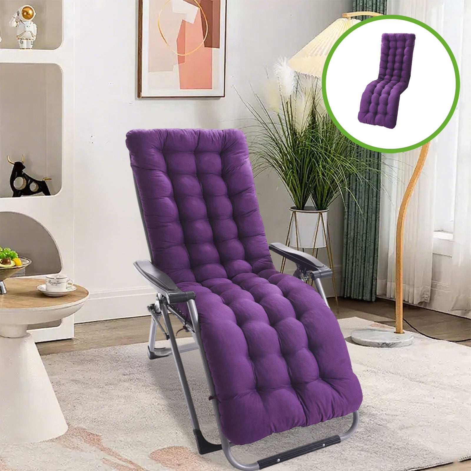 AuroraX Chaise Lounge Cushions with Ties High Back,Purple Deep ...