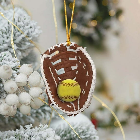 AuroraX Christmas Baseball Glove Ornament 3.1 Inch Mini Sports Decoration for Christmas Tree, Hanging Holiday Decoration