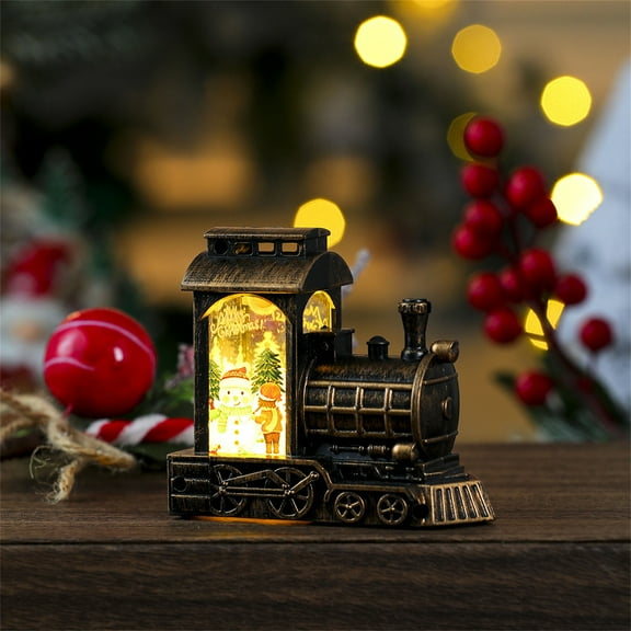 AuroraX Christmas Decoration with Led Light Indoor Christmas Table Light Firefly Xmas Train Engine Shaped Decorations for Gift House Party