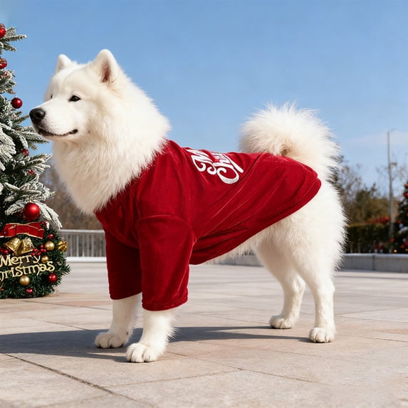 AuroraX Christmas Dog Clothes Dog Christmas Outfit for Small Dogs Cozy Warm Breathable Soft Pet Holiday Apparel for Dogs Red