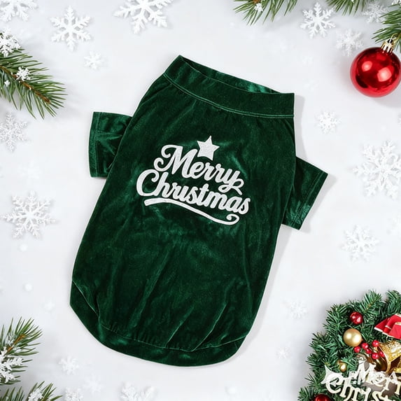 AuroraX Christmas Dog Clothes Dog Christmas Outfit for Small Dogs Warm Breathable Cozy Soft Pet Holiday Apparel for Dogs Green