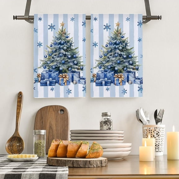 AuroraX Christmas Kitchen Towels Absorbent Microfiber Dish Towels Quick Drying Soft Decorative Holiday Reusable Cleaning Dish Cloths for Dish Rags Drying Dishes(24x16 Inch)(White)