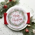 thumbnail image 1 of AuroraX Christmas Paper Plates Disposable White 9/7 Inch Compostable Dessert Plates Biodegradable Microwave-Safe 10 Pcs Oil-Proof Painted Garland Patterns Party,Everyday, 1 of 6