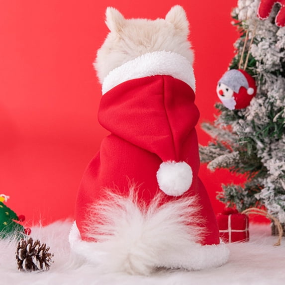 AuroraX Christmas Reindeer Cape Outfit Dog Costumes for Small Dogs Warm Lightweight Design Machine Washable Ultra Soft Pet Festive Wear Red