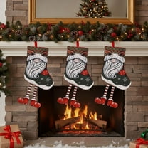 AuroraX Christmas Stockings with Legs Plush Large Knitted Xmas Hanging Stocking 20" Gnome Santa Snowman Elf Candy Bags for Holiday Party Gifts Decor(Red)