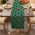 thumbnail image 1 of AuroraX Christmas Table Runner 39 Inches Long Green Embroidered Christmas Table Runner Xmas Merry Dining Winter Small Art Deco Table Runner Decoration for Home Party, 1 of 6