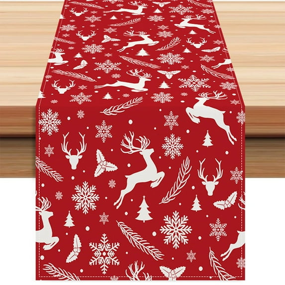 AuroraX Classic Red Christmas Table Runner 48 Inches Christmas Table Runner Xmas Farmhouse Winter Merry Dining Table Runner Decoration for Home Party