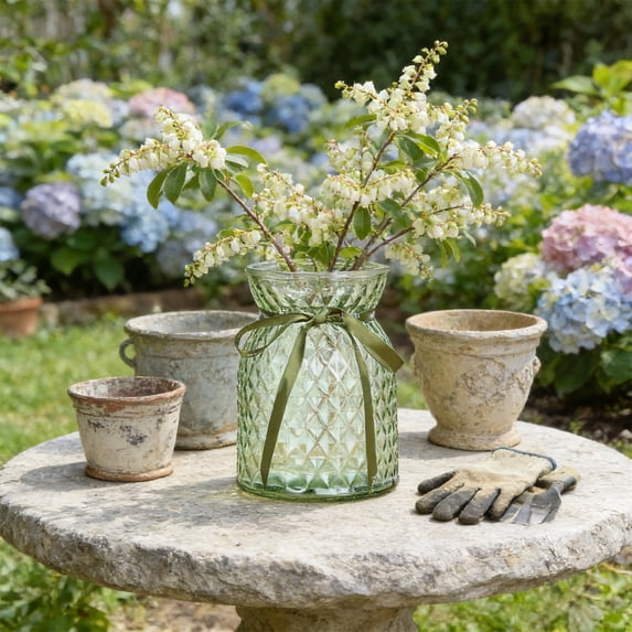 AuroraX Clear Glass Vase for Flowers Elegant Glass Vase Centerpiece Modern Cylinder Tall Minimalist Clear Vase for Home Decor Green