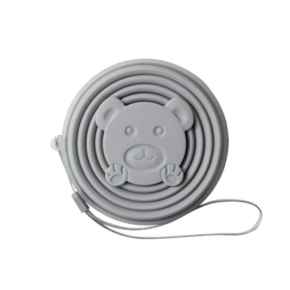 AuroraX Collapsible Water Bottles - 7oz Travel Bottles with Strap and Honey Bear Pattern Lids for Sports, School, Travel - Gray