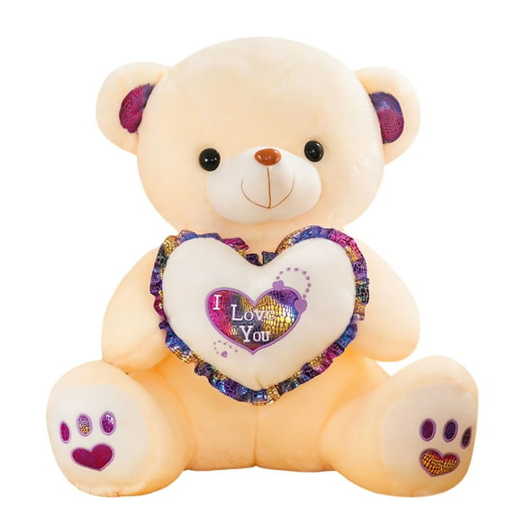 AuroraX Collectible Stuffed Animals,Cute Funny Heart Bear Plush Toys Throw Pillow,Womens Birthday Valentines Day Holiday Gifts Decor(Beige)