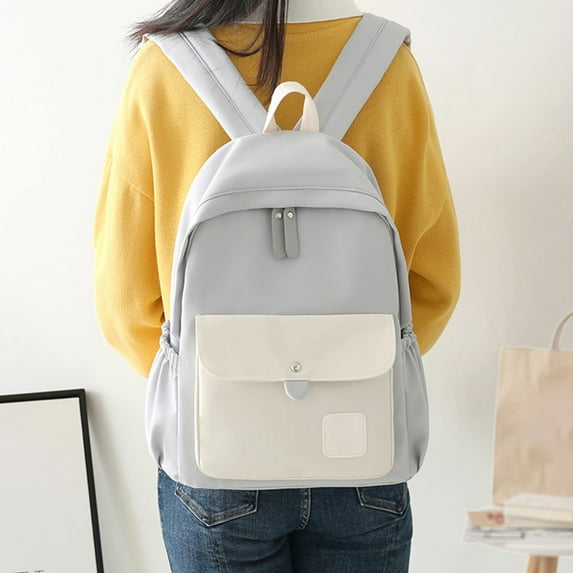 AuroraX Color Block Backpack for Women,Lightweight,Commuter Casual Backpack for Everyday,Daypack,for Travel,College,Work,Gray