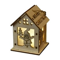 AuroraX Contemporary Christmas Decoration Personalized Diy Decorative Lights Up Figurines Neutral Wooden House for Birthday,Xmas Gifts,Home Decor,Kid